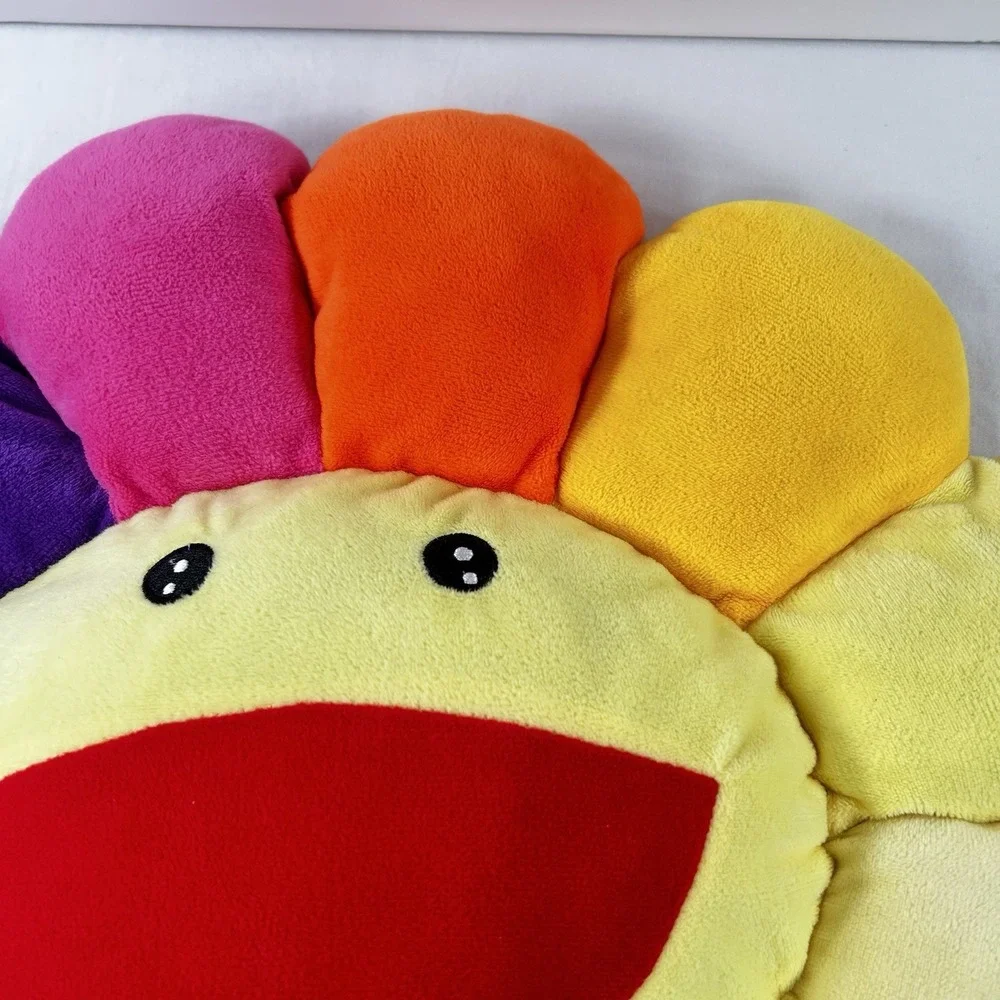 Rainbow Flower Plush Pillow Colorful Smiley Face Sunflower Cushion Aesthetic